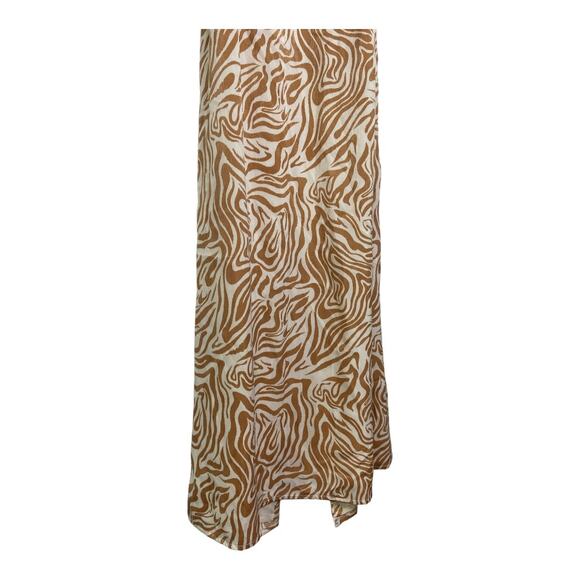 Song of Style Jude Zebra Print Halter Midi Dress Open Back Slit Tan Ivory Size S - Picture 7 of 12